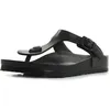 Image de Sandales plates - BIRKENSTOCK - Gizeh - Cuir - Noir - Talon 1 cm