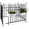 Image de Relaxdays Clôture de jardin en métal lot de 4 en fer forgé jardin terrasse bordure poteau 48 m 90 x 120 cm anthracite noir