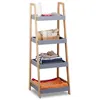 Image de Relaxdays Étagère Salle de Bain Bambou 4 Niveaux Meuble sur Pieds Bibliothèque Bois Rangement Cuisine 98x36x3455 cm Gris