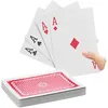 Image de Relaxdays Jumbo Cartes de Poker 54 Cartes de Jeu en Plastique XXL Imperméable Multicolore 18 x 13 cm 10023627