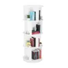 Image de Relaxdays Etagère à livres rotative bibliothèque en bois Rangement CD/DVD salon bureau H x D: 138 x 50 cm blanc