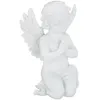 Image de Relaxdays Figurine de jardin ange statue en train de prier résistante aux intempéries & au gel balcon blanc