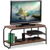 Image de Relaxdays Meuble TV design industriel Etage Receiver rangement pour CDs et DVDs Buffet TV hxlxP 43x90x35cm brun/noir