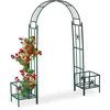 Image de Relaxdays Arcade de rosiers pergola plantes grimpantes 2 bacs jardinière HxlxP 226 x 204 x 45 cm vert