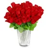 Image de Roses artificielles lot de 144 fleurs artificielles avec tige et feuilles cadeau mariage hauteur 26 cm rouge