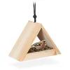 Image de Relaxdays Mangeoire à oiseaux bois maison Nichoir à suspendre mésanges triangulaire HxLxP : 16x235x12cm nature