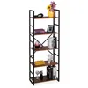 Image de Relaxdays Etagère à livres 5 niveaux style industriel HLP: 1585 x 60 x 30 cm MDF & métal bibliothèque marron/noir