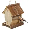 Image de Relaxdays Mangeoire à oiseaux abri en bois cabane à suspendre nichoir jardin HxLxP 195 x 15 x 125 cm nature