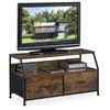 Image de Relaxdays Meuble TV industriel HxLxP : 485x93x415 cm métal effet bois 2 tiroirs console télévision marron/noir