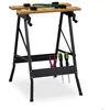 Image de Relaxdays Établi pliable avec des étaux 755 x 56 x 62 cm dessin de rapporteur supporte jusquà 100 kg nature noire
