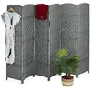 Image de Relaxdays Paravent à 6 volets séparateur de pièces pliable bois corde papier HL : 170 x 241 cm pour intérieur gris