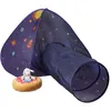 Image de Relaxdays Tente pour enfants décorée de planètes avec tunnel HLP : 90x170x100 cm intérieur et extérieur multicolore