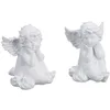 Image de Relaxdays Décoration pour une tombe lot de 2 polyrésine résistante aux intempéries et au gel HLP 10x7x9 cm blanche