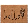 Image de Relaxdays Paillasson coco « Hello » 60x40 cm motif floral entrée intérieur extérieur antidérapant nature/noir