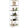 Image de Relaxdays Bibliothèque Étagère sur pied HxLxP: 180 x 50 x 35 cm 6 niveaux ouverts meuble dappoint blanc/naturel
