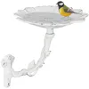 Image de Relaxdays abreuvoir en fonte Fleur pour oiseaux déco jardin fixation murale mangeoire/abreuvoir blanc