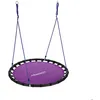 Image de Balançoire-nid Relaxdays ronde pour enfants et adultes réglable dextérieur Ø 120 cm jusquà 100 kg violette
