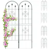 Image de Lot de 2 treillis Relaxdays en métal 180 x 50 cm palissage vintage pour jardin arc et pointe à planter vert foncé