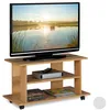 Image de Relaxdays Meuble TV sur roulettes 2 compartiments Console pour TVTable TV sur roulettes HlP 45 x80x40cm effet bois