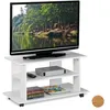 Image de Relaxdays Meuble TV sur roulettes 2 compartiments Console TV receiver Table TV sur roulettes HlP 45 x80x40cm blanc