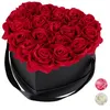 Image de Relaxdays Boîte à roses 18 roses Bac à roses noir forme en coeur conservable 10 ans rouge