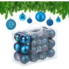 Image de Relaxdays Boules de Noël lot de 50 paillettes mates brillantes décoration sapin plastique D : 3 4 6 cm pétrole