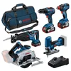 Image de Pack 5 outils : GSR 18V-55 + GST 18V-125 S + GKS 18V-57-2 + GSA 18V-28 + GDX 18V-200 + 3 batteries 4.0Ah + GAL 18V-40 + sac L