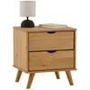 Image de Table de chevet COLIMA en pin massif avec 2 tiroirs table de nuit en bois sur pieds coloris naturel