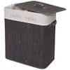 Image de Panier à linge HWC-C21 bac à linge bambou 2 compartiments 63x55x34cm 100l - gris foncé