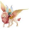 Image de Figurine Elfe sur lion ailé Figurine fée détachable chevauchant un lion rose magique avec des parties mobiles figurine magique