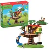 Image de Cabane aventure dans les arbres coffret de 60 pièces détaillées avec balançoire 2 figurines denfant et figurines danimaux