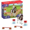 Image de Cheval de Course dHannah - Coffret de 12 Jouets Schleich Rodéo avec Vachère - Figurine Cheval et Accessoires - Cadeau pour Garçons