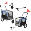 Image de Remorque Vélo pour Chien Capacité 20 kg 143 x 67 x 96 cm Bleu Gris Noir