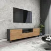 Image de Meuble TV Torsby à portes avec espace de rangement 46 x 140 x 30 cm anthracite effet chêne
