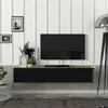 Image de Meuble TV Toivakka 135 x 31 x 25 cm effet chêne et noir