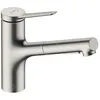 Image de Mitigeur dévier - HANSGROHE - Zesis M33 - Douchette extractible 2 jets - Aspect inox - sBox cartouche céramique
