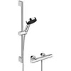 Image de Pack mitigeur douche thermostatique HANSGROHE Ecostat Comfort chromé + Ensemble de douche Crometta 2 jets blanc/chromé