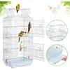Image de Yaheetech Cage Oiseaux Volière de Perroquet 46 x 35 x 1045cm - 4 mangeoires - 3 perchoirs Blanc