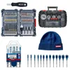 Image de Kit BOSCH 5 forets expert + Assortiment d embouts de vissage + Coffret de scie trépan + Trousse mèches plates + Bonnet