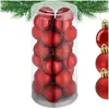 Image de Boule de Noël - TECTAKE - Lot de 24 boules de Noël à la surface mate brillante ou pailletée en plastique résistant - Rouge