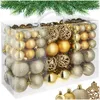 Image de Boule de Noël - TECTAKE - Lot de 100 boules de Noël dorées assorties - Jaune Or