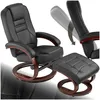 Image de Fauteuil - TECTAKE - Fauteuil relax pied rond WILLY avec repose-pieds et dossier réglable 150 kg de capacité - Noir