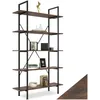 Image de Bibliothèque - TECTAKE - Étagère sur 5 niveaux GLASGOW au style industriel en bois et acier 106 x 345 x 1795 cm - Bois foncé