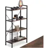 Image de Étagère - TECTAKE - Étagère LEEDS avec 4 étages en bois MDF au style industriel 675 x 315 x 1215 cm - Bois foncé