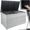 Image de Rangement dextérieur - TECTAKE - Coffre de jardin OSLO en aluminium et polyrotin avec revêtement intérieur amovible - Gris Clair