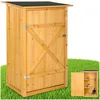 Image de Armoire de jardin - TECTAKE - Abri de jardin TAMAN en bois de pin toit plat 2 étagères avec serrure 75 x 56 x 118 cm - Marron