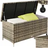 Image de Rangement dextérieur - TECTAKE - Coffre de jardin KIRUNA en polyrotin avec 2 roulettes 121 x 56 x 60 cm 270 L - Marron Naturel