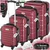 Image de Valise - TECTAKE - Set de valises rigides MILA en plastique abs 50 x 32 x 76 cm - Rouge bordeaux