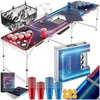 Image de Table de beer pong - TECTAKE - Table BEER WARS II avec éclairage LED en aluminium avec 100 gobelets 6 balles et jeu de cartes