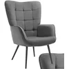 Image de Chaise - TECTAKE - Fauteuil HYGGE rembourré en acier et polyester à laspect matelassé 72 x 76 x 1005 cm - Anthracite/Noir